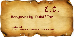 Benyovszky Dukász névjegykártya